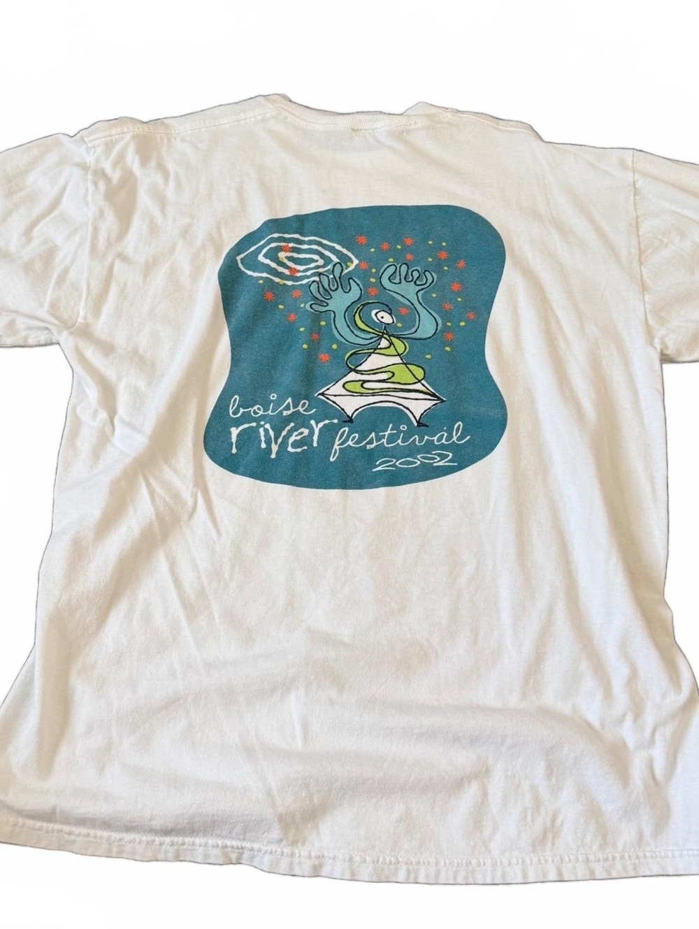 Vintage 2002 Boise River Festival T Shirt Large White Jerzees Graphic Tee